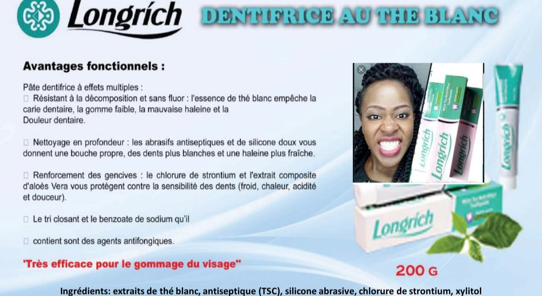Dentifrice Longrich - Pâte Dentifrice Blanchissante