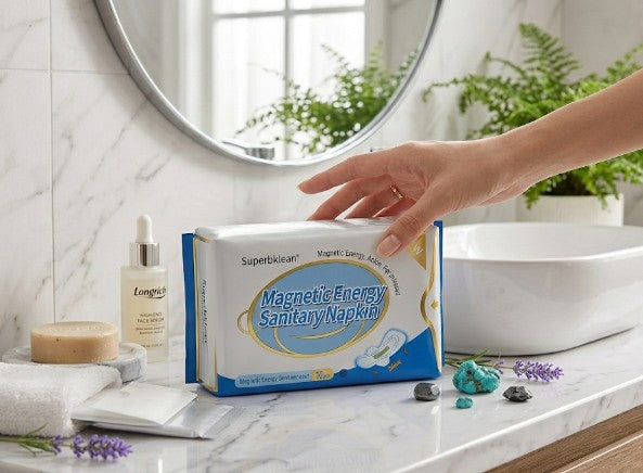 Serviettes Hygiéniques Longrich Bleu - Flux Moyen | Protection Optimale Bio