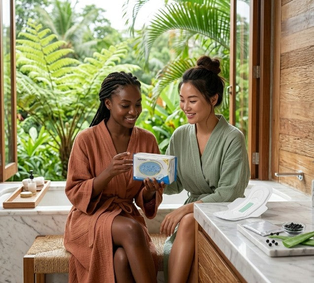 Serviettes Hygiéniques Longrich Bleu - Flux Moyen | Protection Optimale Bio